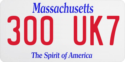 MA license plate 300UK7