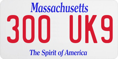 MA license plate 300UK9