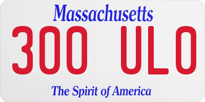 MA license plate 300UL0