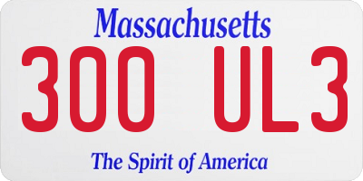 MA license plate 300UL3