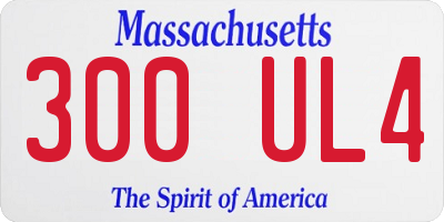 MA license plate 300UL4