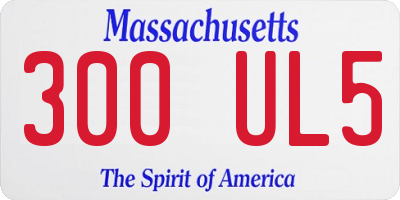 MA license plate 300UL5