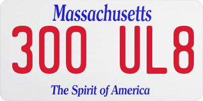 MA license plate 300UL8