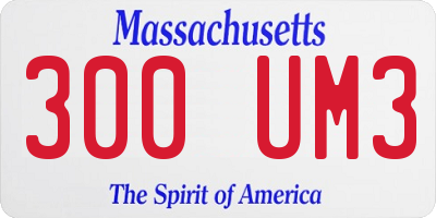 MA license plate 300UM3