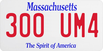 MA license plate 300UM4