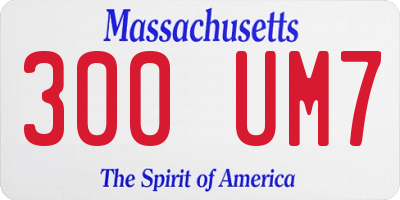 MA license plate 300UM7