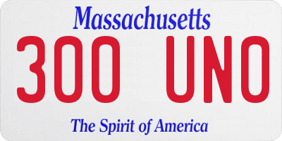 MA license plate 300UN0