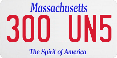 MA license plate 300UN5