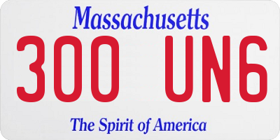 MA license plate 300UN6