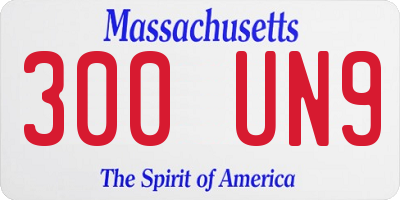 MA license plate 300UN9