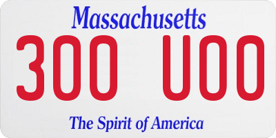 MA license plate 300UO0