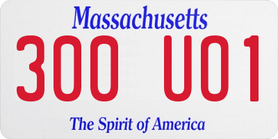 MA license plate 300UO1