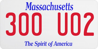 MA license plate 300UO2