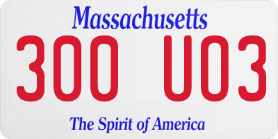 MA license plate 300UO3