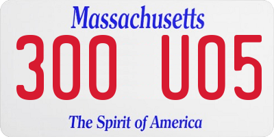 MA license plate 300UO5