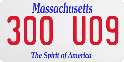 MA license plate 300UO9