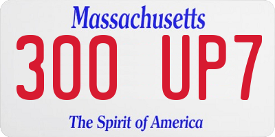 MA license plate 300UP7
