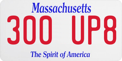 MA license plate 300UP8