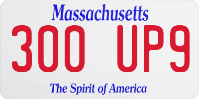 MA license plate 300UP9