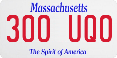 MA license plate 300UQ0
