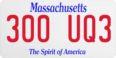MA license plate 300UQ3