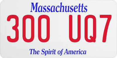 MA license plate 300UQ7