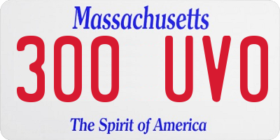 MA license plate 300UV0