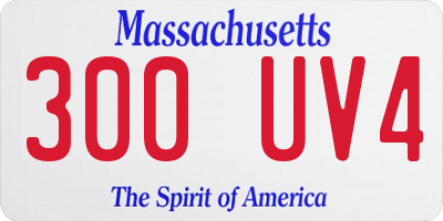 MA license plate 300UV4