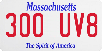 MA license plate 300UV8