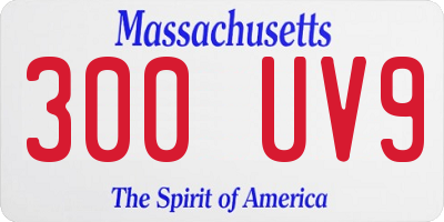 MA license plate 300UV9