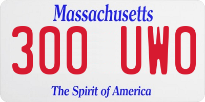 MA license plate 300UW0