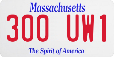 MA license plate 300UW1