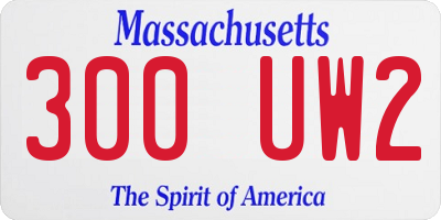 MA license plate 300UW2