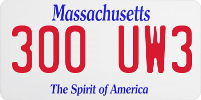 MA license plate 300UW3