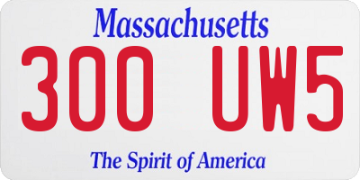 MA license plate 300UW5
