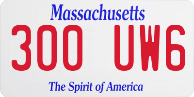 MA license plate 300UW6