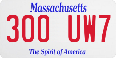 MA license plate 300UW7