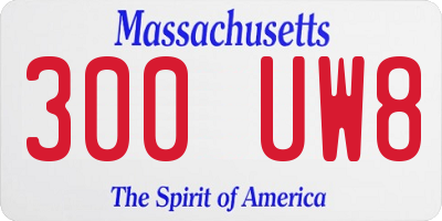 MA license plate 300UW8