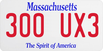 MA license plate 300UX3