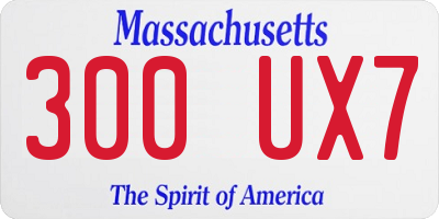 MA license plate 300UX7