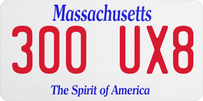 MA license plate 300UX8