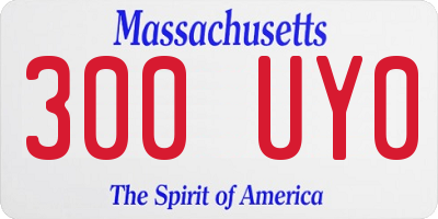 MA license plate 300UY0