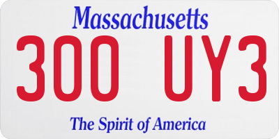 MA license plate 300UY3