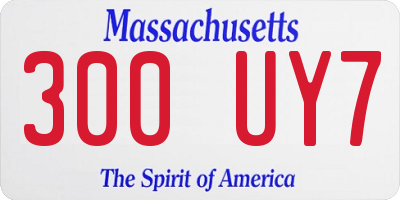 MA license plate 300UY7