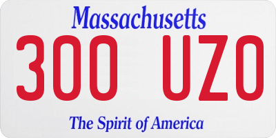 MA license plate 300UZ0