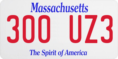 MA license plate 300UZ3