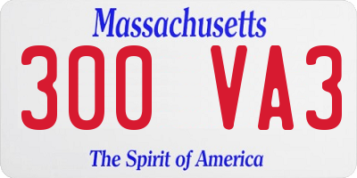 MA license plate 300VA3