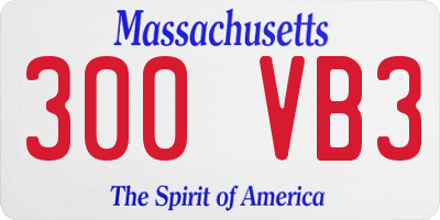 MA license plate 300VB3