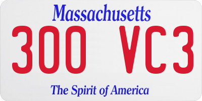 MA license plate 300VC3
