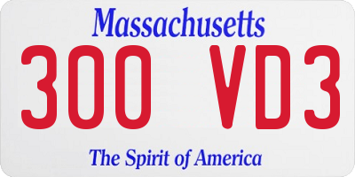 MA license plate 300VD3